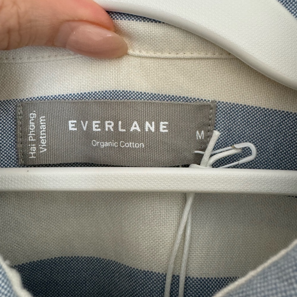 NWT Everlane Organic Cotton The Boxy Oxford Button Down Striped Oversized Shirt - Picture 14 of 16